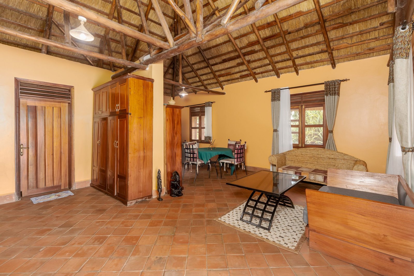 Comfortable family cottage lounge with room to gather after a lake day at Bahundu near Fort Portal, Uganda